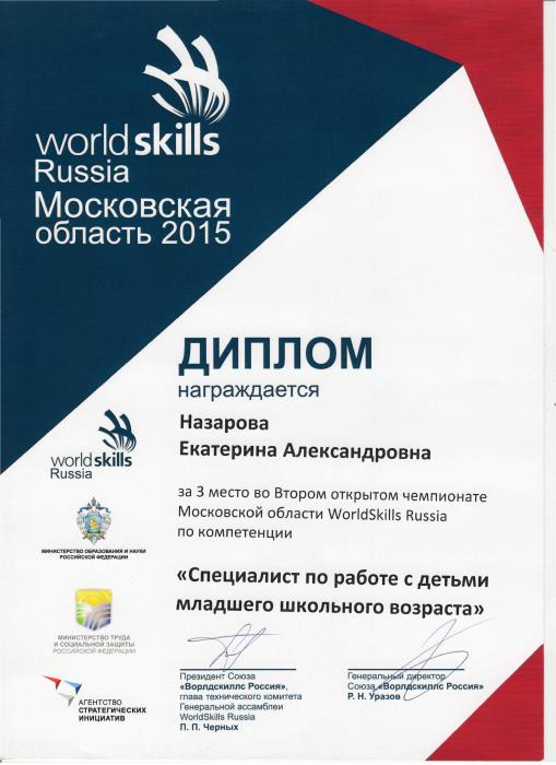 World Skills Russia 2015 Назарова Е.А.