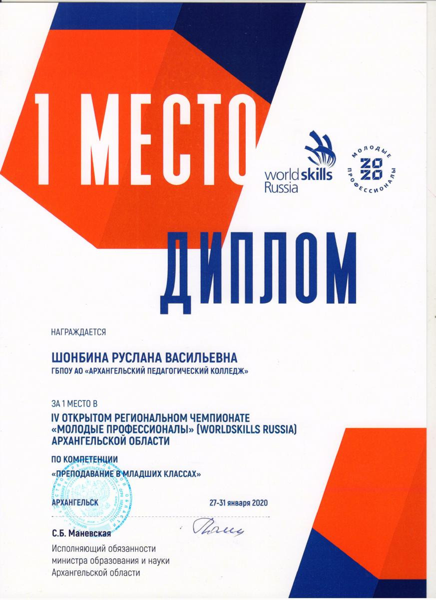 Диплом Шонбина Архангельск 2020